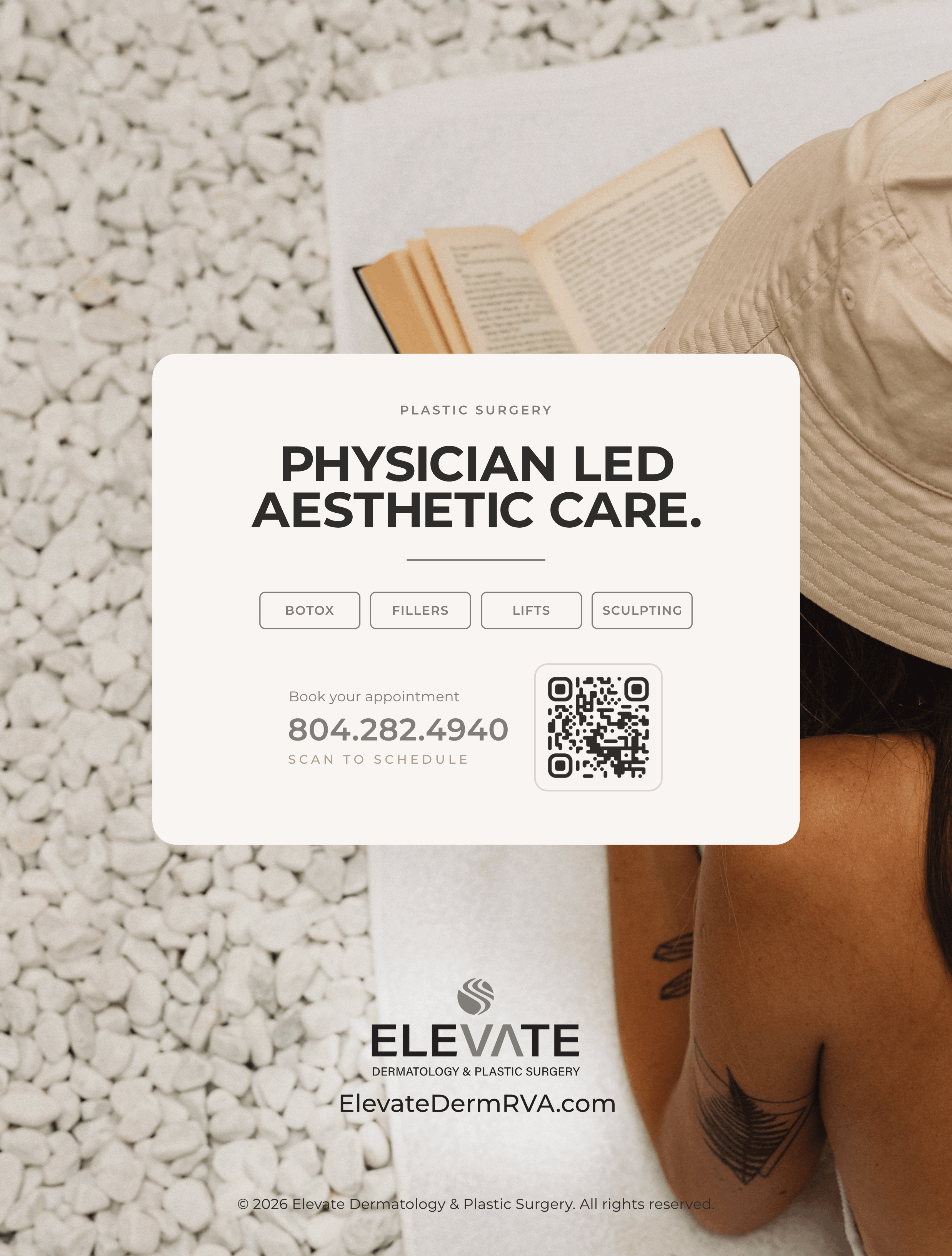 Elevate Dermatology & Plastic Surgery “Physician-Led Aesthetic Care” print advertisement